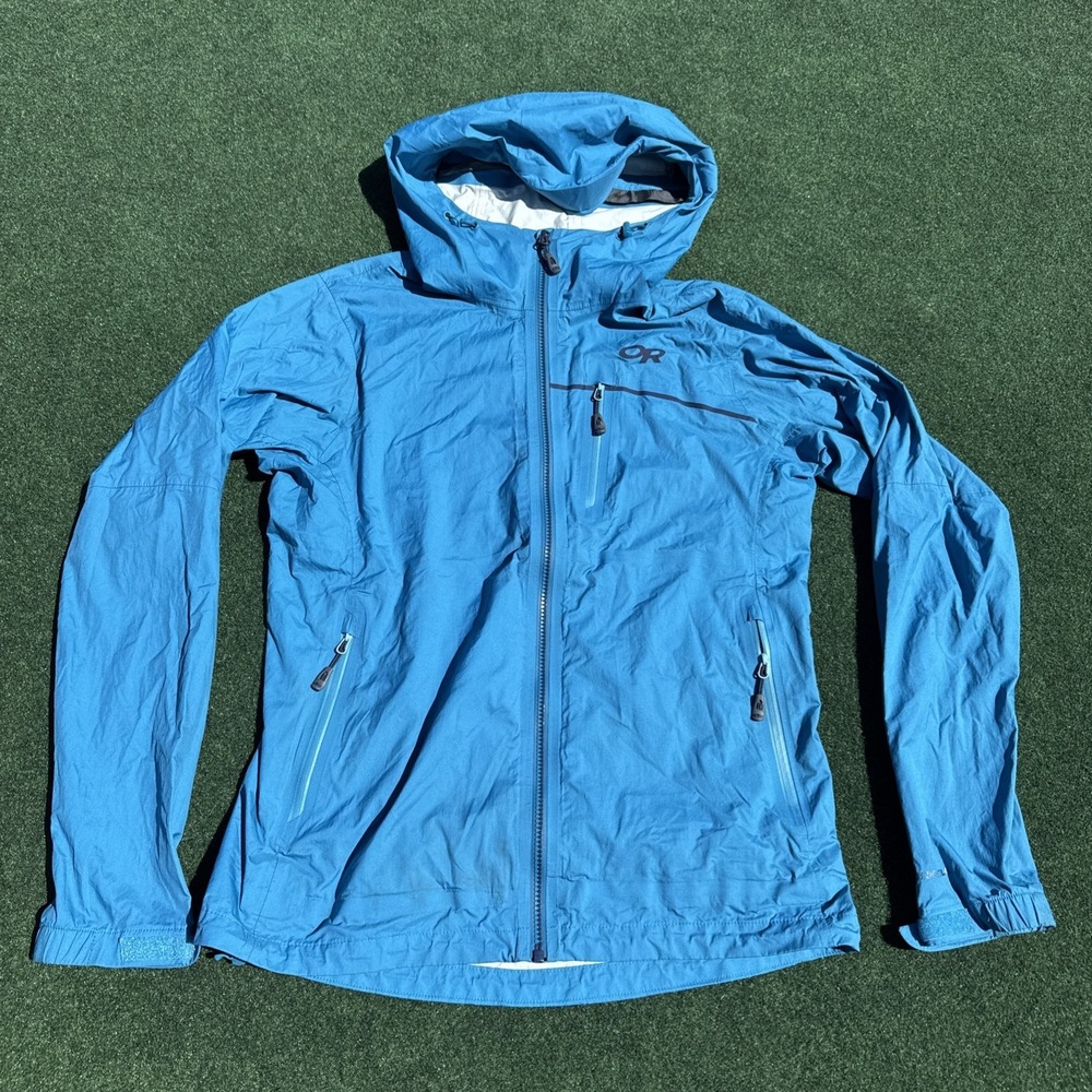 Outdoor Research Ascent Shell Hooded Raincoat Shell Jacket Men's Medium Blue
